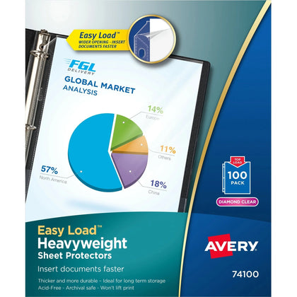 Avery® Heavyweight Sheet Protectors: Acid-free Archival-safe Top Loading - 100/Box - Protectors
