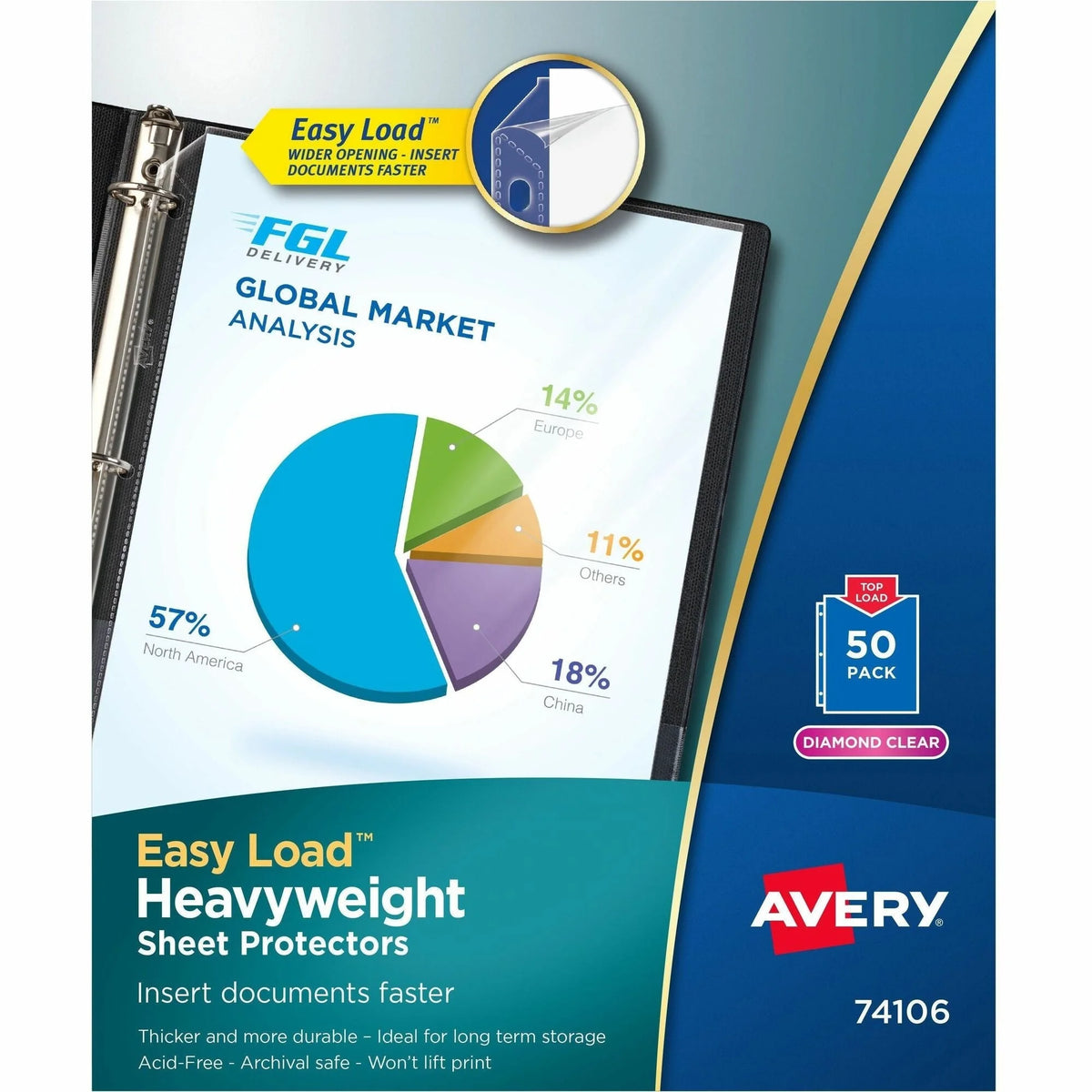 Avery® Heavyweight Sheet Protectors: Letter Size Diamond Clear 50/Box - Protectors