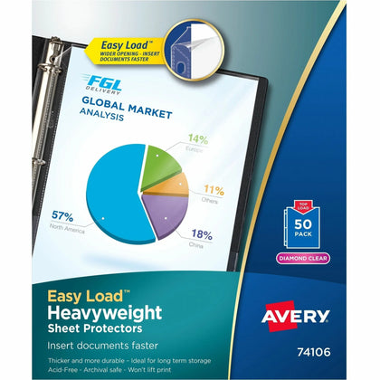 Avery® Heavyweight Sheet Protectors: Letter Size Diamond Clear 50/Box - Protectors