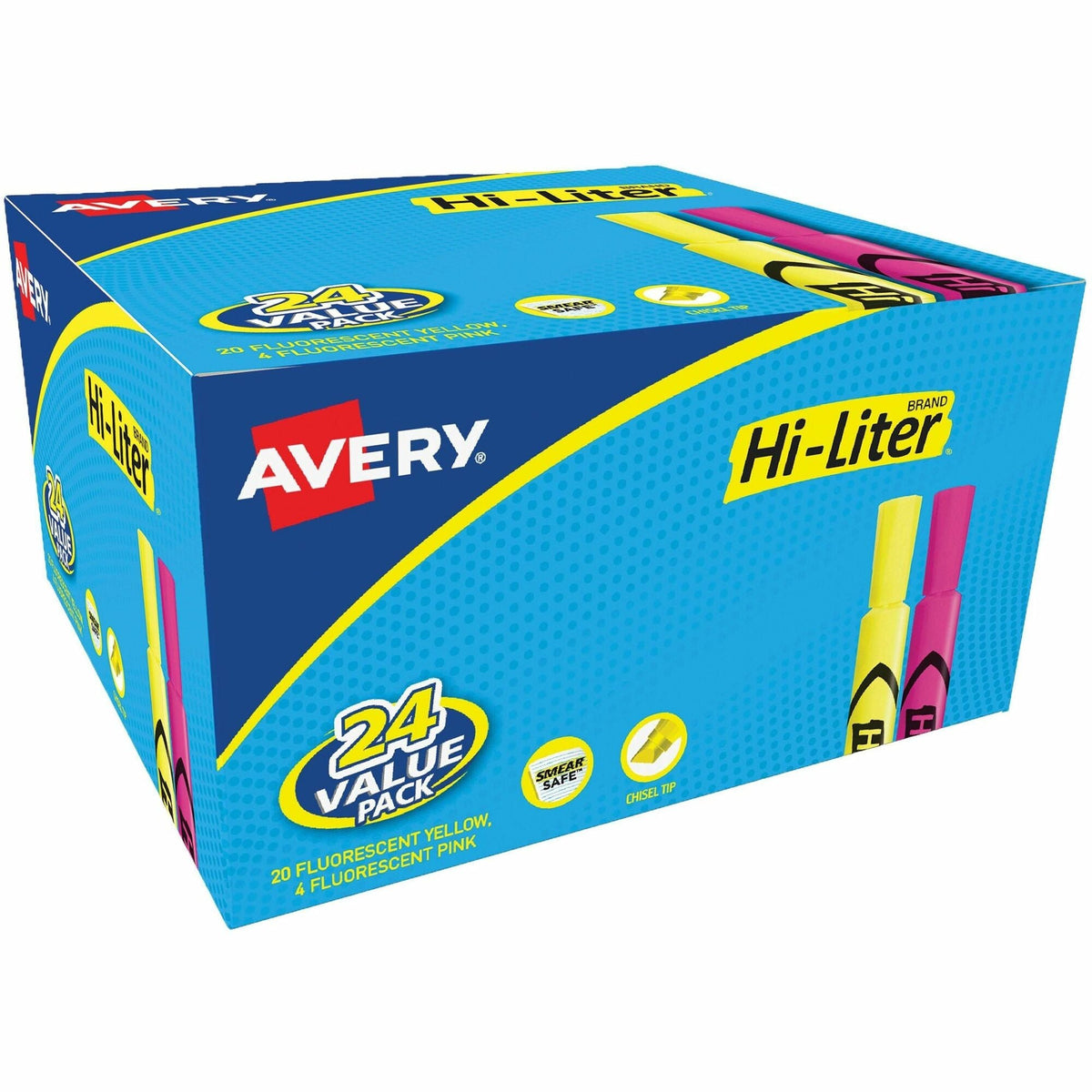 Avery&reg; Hi-Liter(R), Pink and Yellow Highlighters, 24 Total (98189) - 2000