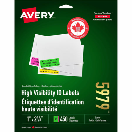Avery® High Visibility Neon ID Labels - 2000