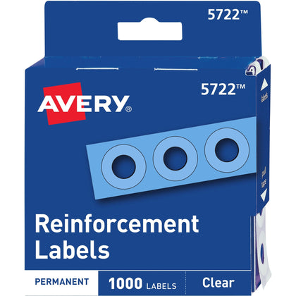 Avery® Hole Reinforcement Label Rings: 0.3’’ Clear Polyvinyl - 1000/Pack - Binder Reinforcements