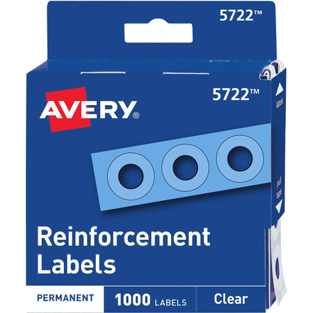 Avery® Hole Reinforcement Label Rings: 0.3’’ Clear Polyvinyl - 1000/Pack - Binder Reinforcements
