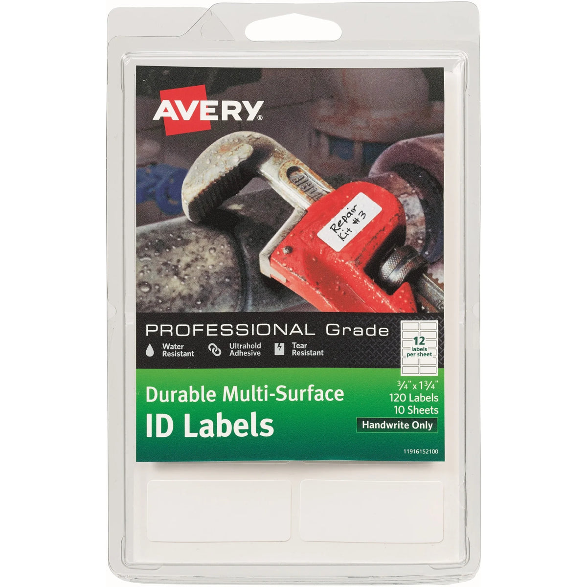Avery® ID Labels: White Film Rectangle Labels Water Resistant - 120 Pack - Multipurpose &