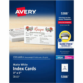 Avery® Index Cards: A7 Size 3’’ x 5’’ 97 Brightness - 150/Box - Cards & Accessories