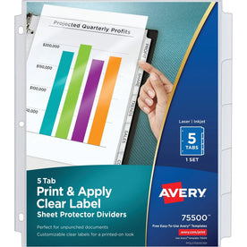 Avery® Index Maker Clear Plastic Dividers - 5 Tabs/Set - Divider