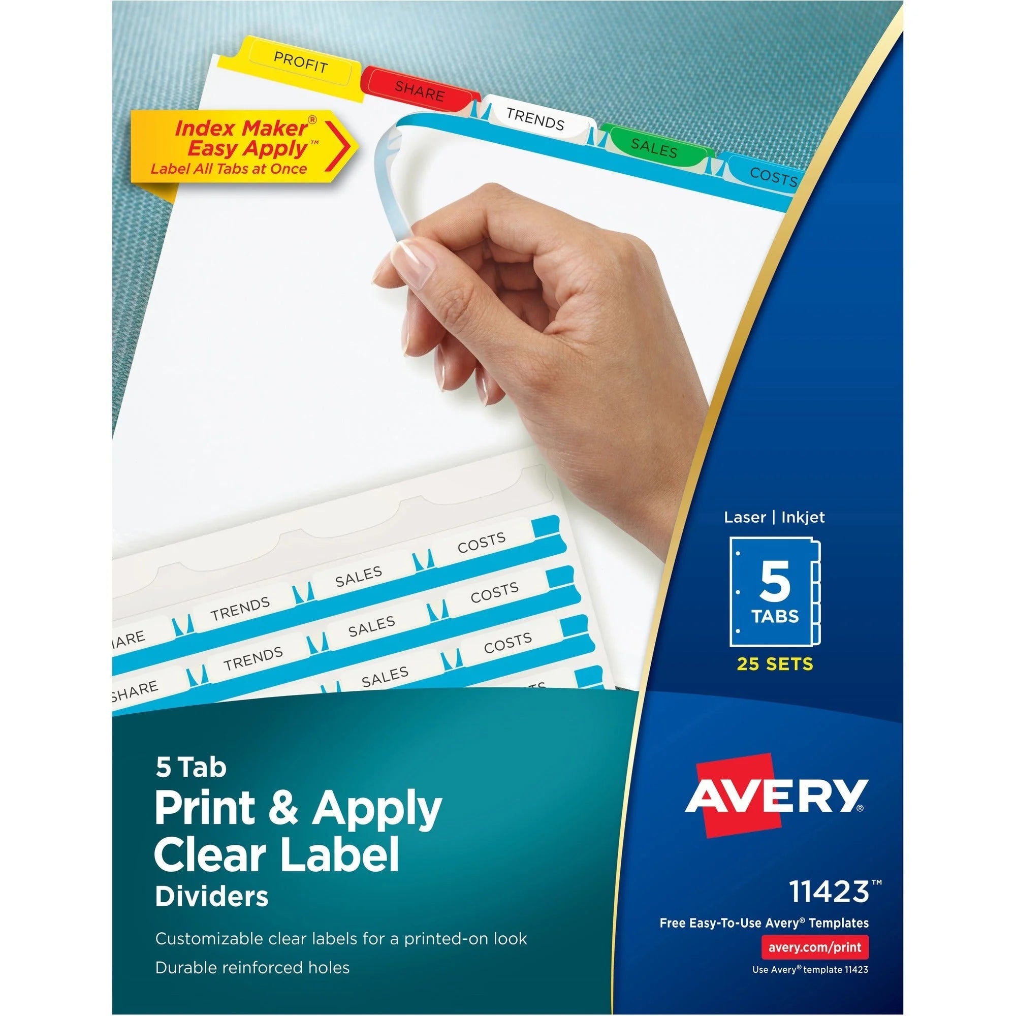 Avery® Index Maker Divider Set: 125 Dividers 5 Tabs White Paper Multicolor
