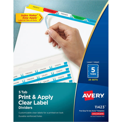Avery® Index Maker Divider Set: 125 Dividers 5 Tabs White Paper Multicolor