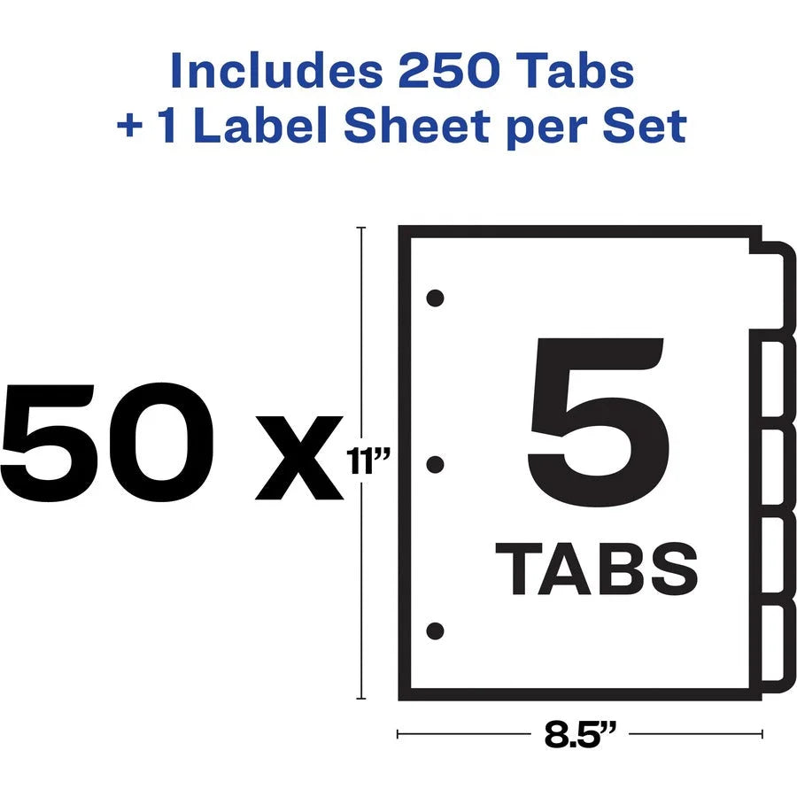 Avery® Index Maker Divider Set - 5-Tab Print-on Tabs - White Paper - 50/Box