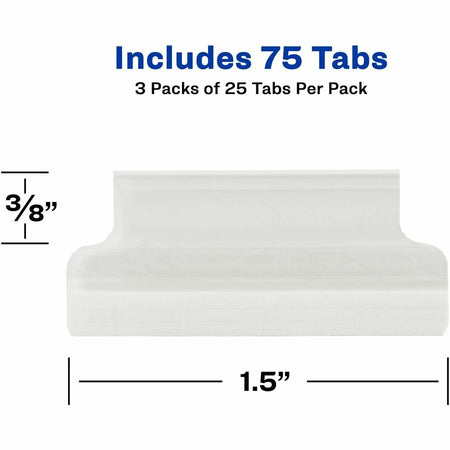 Avery® Index Tabs: Printable Inserts 1.50’’ Height Clear Plastic 25-Pack - Accessories & Page Markers
