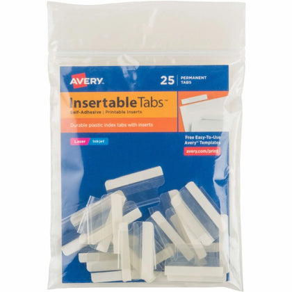 Avery® Index Tabs: Printable Inserts 1’’ Height Clear Plastic 25-Pack - Accessories & Page Markers