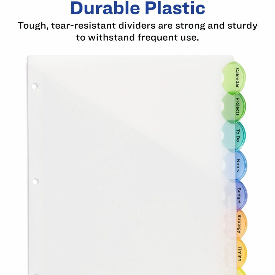 Avery® Insertable Style Edge Plastic Dividers with Pockets, 8-tab - Front