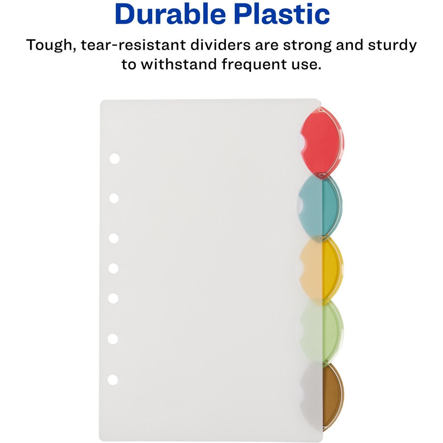 Avery® Insertable Style Edge Plastic Mini Dividers for 3 Ring Binders, 5.5" x 8.5" , 5-Tab Set, Multicolor, 1 Set (11118) - Alternate-Image3