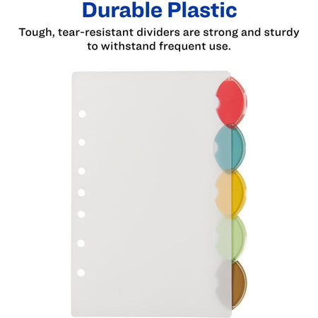 Avery® Insertable Style Edge Plastic Mini Dividers for 3 Ring Binders, 5.5" x 8.5" , 5-Tab Set, Multicolor, 1 Set (11118) - Alternate-Image3