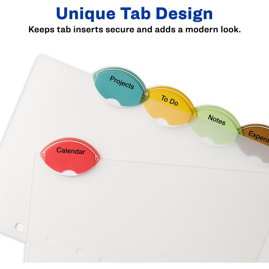 Avery® Insertable Style Edge Plastic Mini Dividers for 3 Ring Binders, 5.5" x 8.5" , 5-Tab Set, Multicolor, 1 Set (11118) - Alternate-Image2