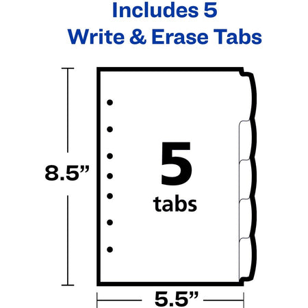 Avery® Insertable Style Edge Plastic Mini Dividers for 3 Ring Binders, 5.5" x 8.5" , 5-Tab Set, Multicolor, 1 Set (11118) - Alternate-Image4