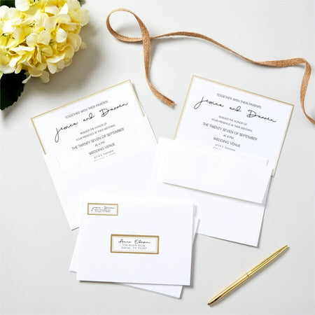 Avery® Invitation Cards with Metallic Gold Borders - 5’’ Width x 7’’ Length - Rectangle - Inkjet Laser - Matte - White