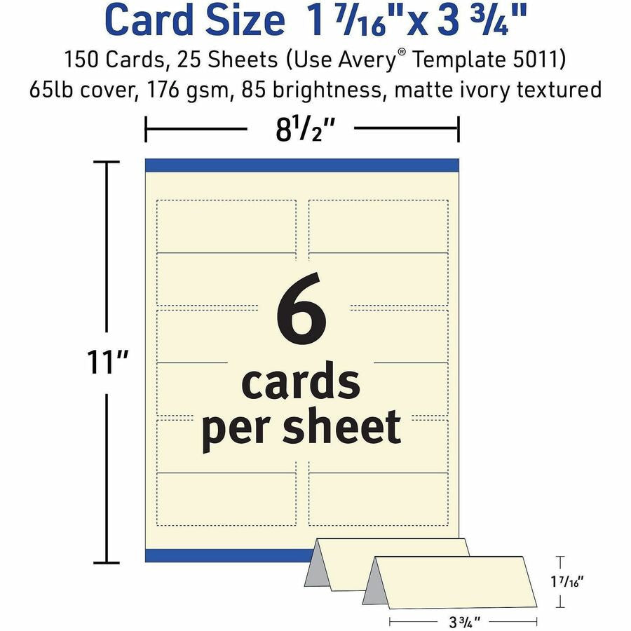 Avery® Ivory Matte 2-sided Place Cards - 3.8’’ - 750 / Carton - Tent & Placement
