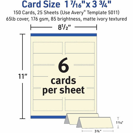 Avery® Ivory Matte 2-sided Place Cards - 3.8’’ - 750 / Carton - Tent & Placement