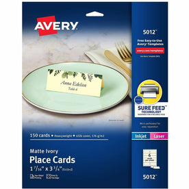 Avery® Ivory Matte 2-sided Place Cards - 3.8’’ - 750 / Carton - Tent & Placement