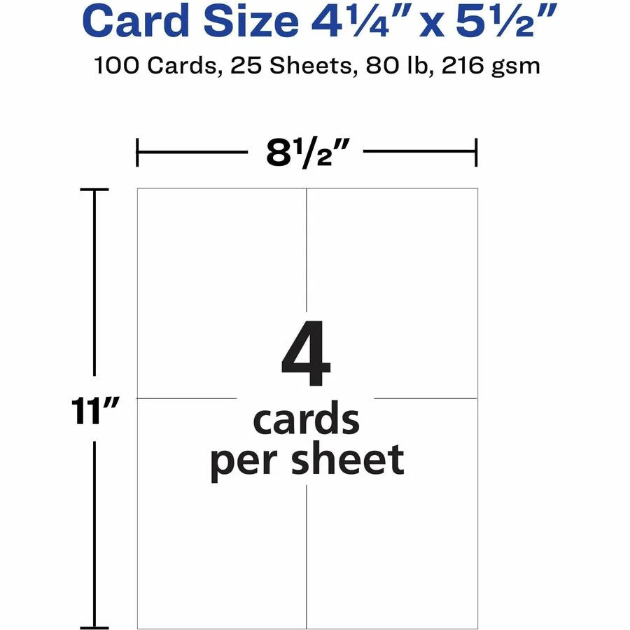 Avery® Ivory Postcards: Double-Sided Printable 4-1/4’’ x 5-1/2’’ 100 Cards - Postcards