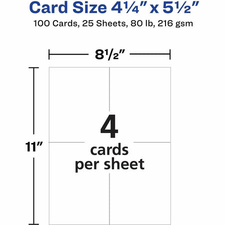 Avery® Ivory Postcards: Double-Sided Printable 4-1/4’’ x 5-1/2’’ 100 Cards - Postcards