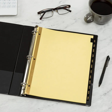 Avery® Jan-Dec Tab Dividers: Buff Paper Black Tabs - 12/Set - Index Divider