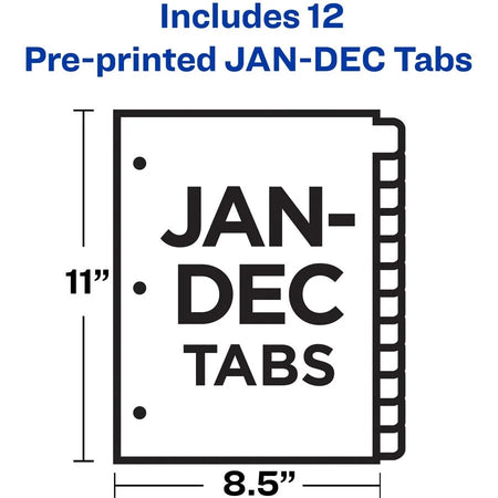 Avery® Jan-Dec Tab Dividers: Buff Paper Black Tabs - 12/Set - Index Divider