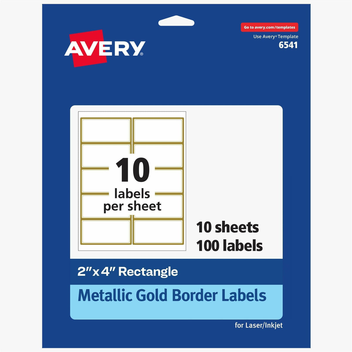 Avery® Labels with Metallic Gold Borders, 2" x 4" , 100 (6541) - 2000