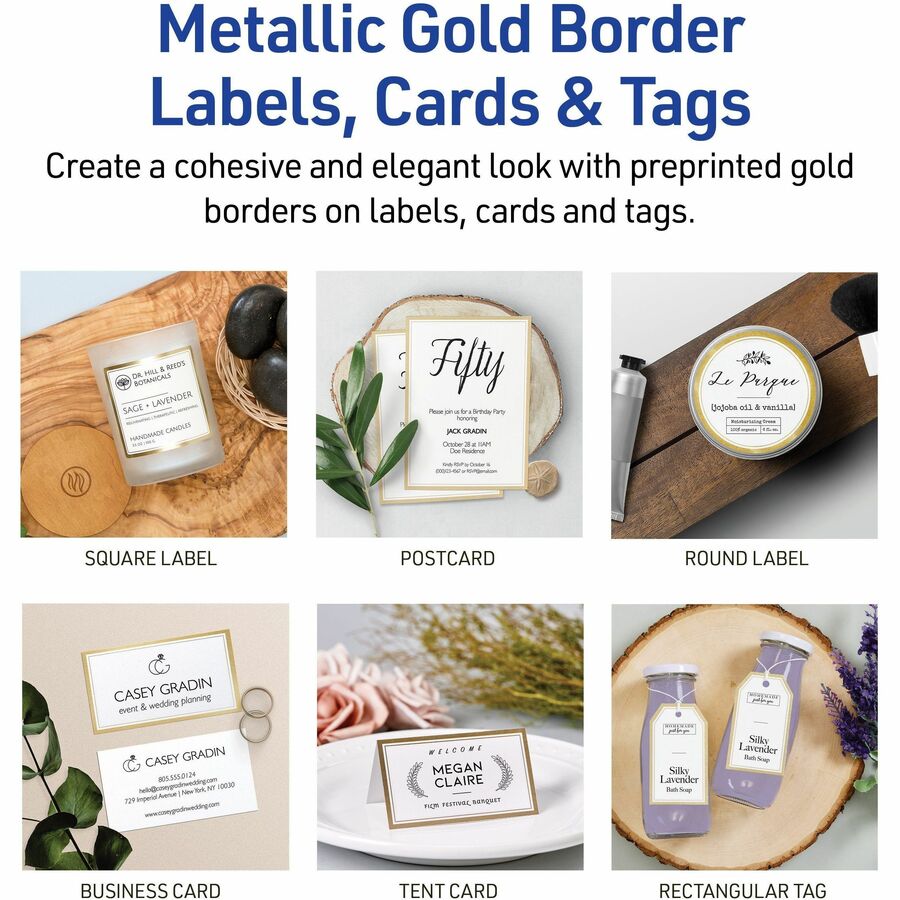 Avery® Labels with Metallic Gold Borders, 2" x 4" , 100 (6541) - Alternate-Image2
