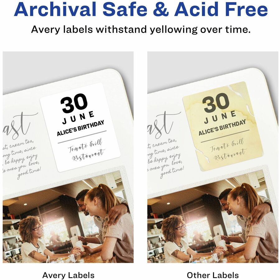 Avery® Laser Inkjet Printer Permanent ID Labels - 1 1/4’’ Width x 3/4’’ Length - Adhesive - Rectangle - Multipurpose &