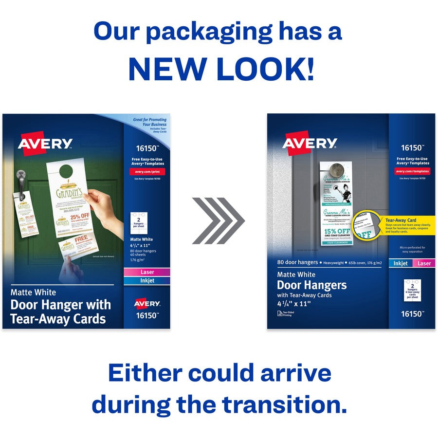 Avery&reg; Laser Inkjet Tear-Away Cards Door Hanger - Alternate-Image1