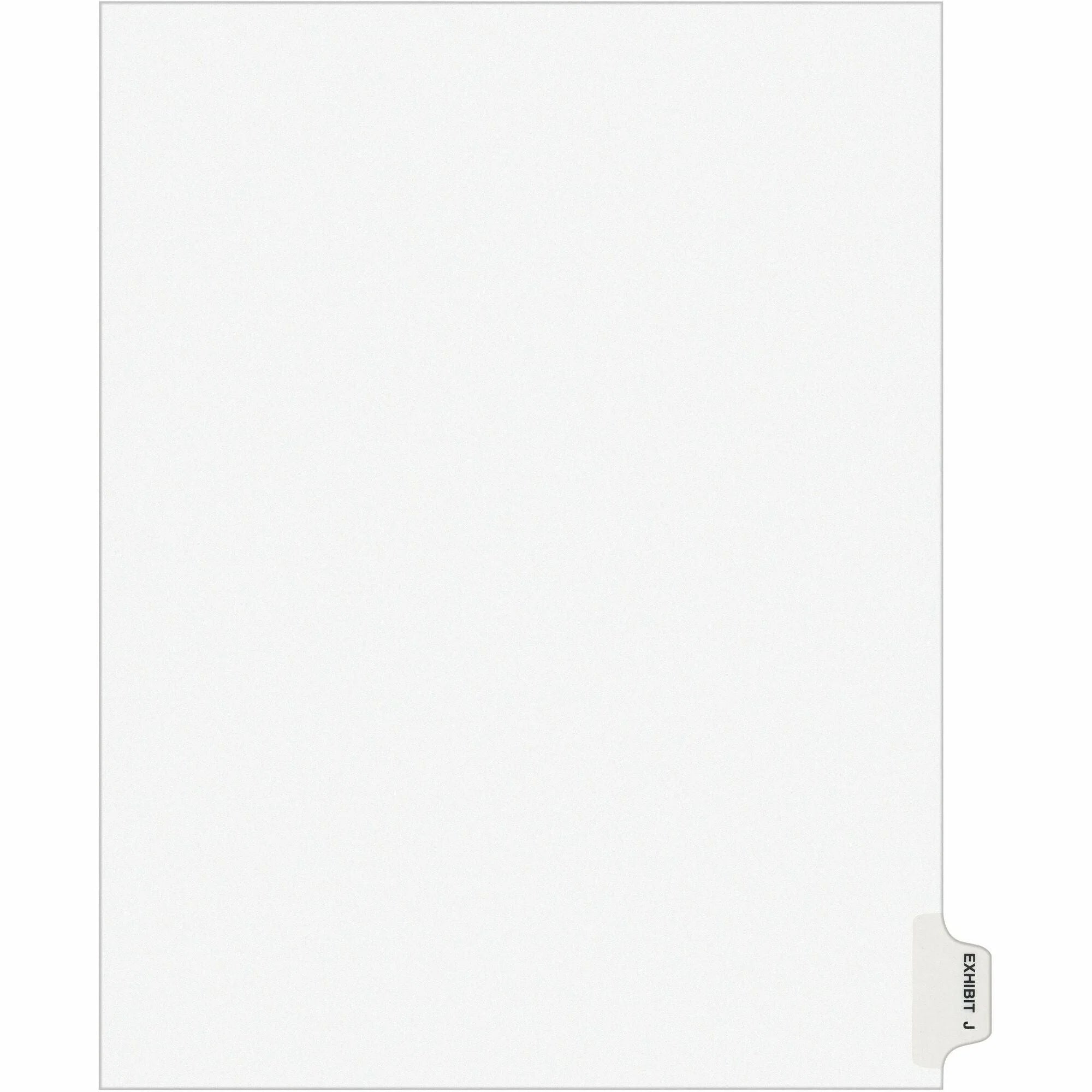 Avery® Legal Exhibit Dividers: J-Tab 8.5’’ x 11’’ White Paper 25-Pack - Index Divider