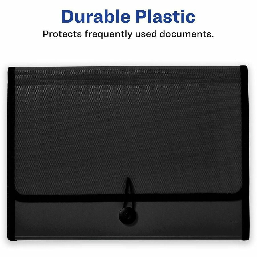 Avery® Letter A4 Expanding File - 425 Sheets Capacity - 13 Pocket(s) - Polypropylene Plastic Fabric - Black - Files