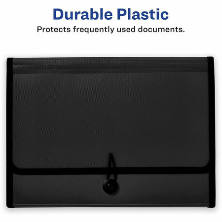 Avery® Letter A4 Expanding File - 425 Sheets Capacity - 13 Pocket(s) - Polypropylene Plastic Fabric - Black - Files