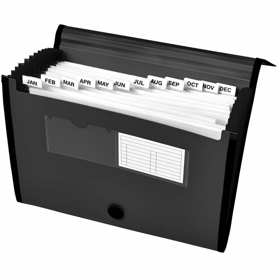 Avery® Letter A4 Expanding File - 425 Sheets Capacity - 13 Pocket(s) - Polypropylene Plastic Fabric - Black - Files