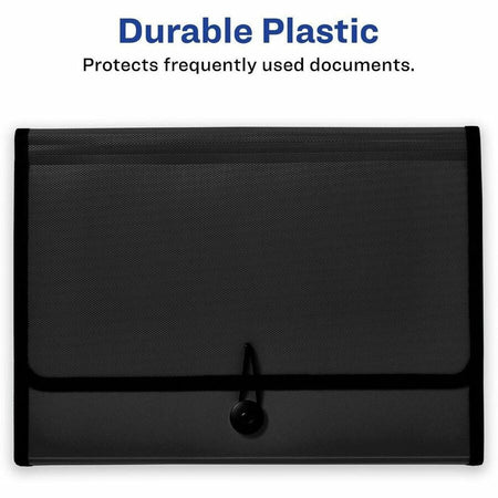 Avery® Letter A4 Expanding File - 425 Sheets Capacity - 7 Pocket(s) - Polypropylene Plastic Fabric - Black - 0%