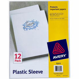 Avery® Letter File Sleeve - 8 1/2’’ x 11’’ - 100 Sheets Capacity - Polypropylene - Clear - Non-stick Lightweight - 12