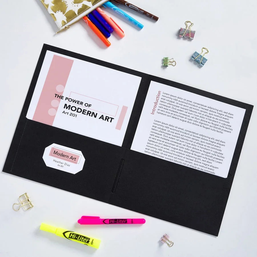 Avery® Letter Pocket Folder: Black 40 Sheets 2 Pockets - Folders