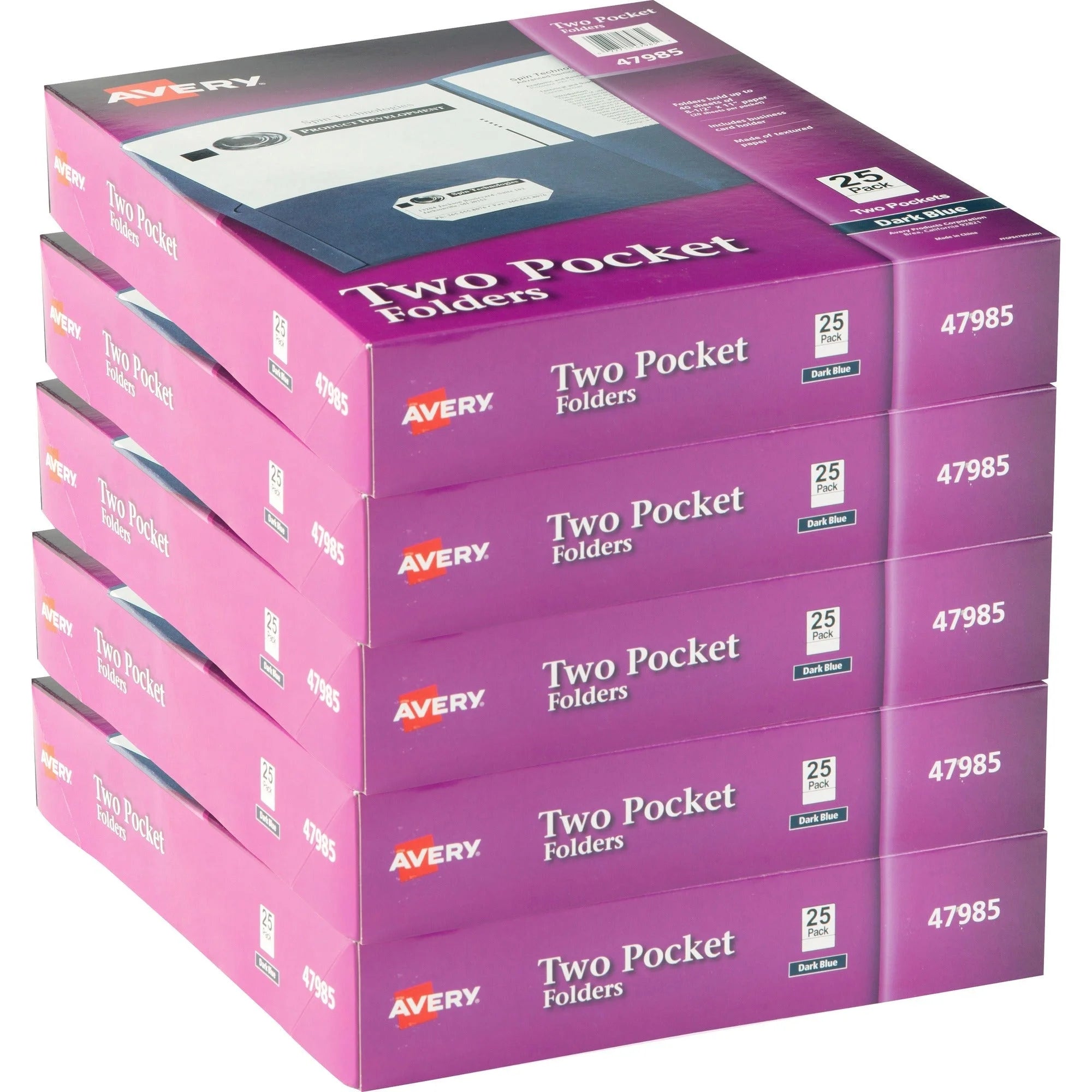 Avery® Letter Pocket Folder: Dark Blue 40 Sheets Capacity - Folders