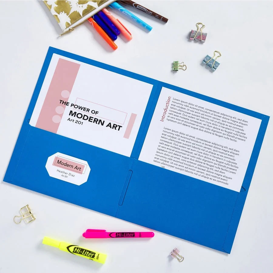 Avery® Letter Pocket Folder: Light Blue 40 Sheets Capacity - Folders