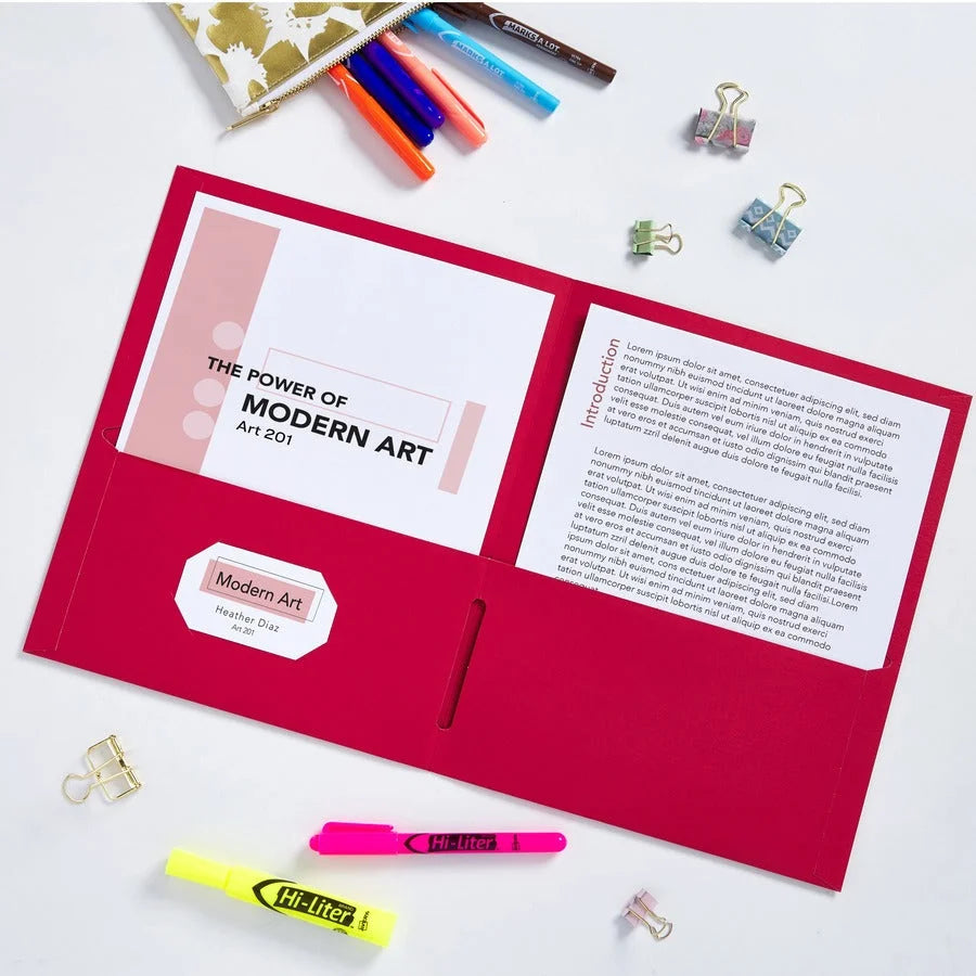 Avery® Letter Pocket Folder: Red 8 1/2’’ x 11’’ 40 Sheets 2 Pockets - Folders