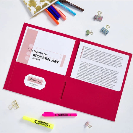 Avery® Letter Pocket Folder: Red 8 1/2’’ x 11’’ 40 Sheets 2 Pockets - Folders