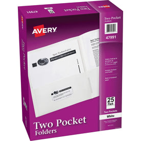 Avery® Letter Pocket Folder: White Paper 40 Sheets 2 Pockets - Folders