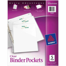 Avery® Letter Vinyl File Pocket: Clear Polypropylene 20 Sheets 3 Pockets - Binder