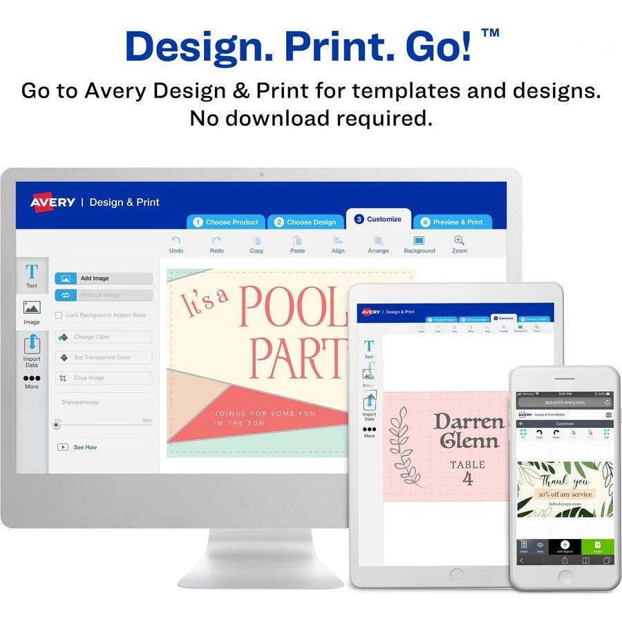 Avery® Magnetic Business Cards 2’’ x 3-1/2’’ Matte White 30 (8374) - 3 1/2’’ - 729 g/m² Grammage