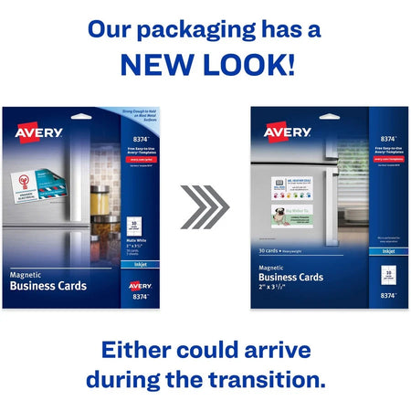 Avery® Magnetic Business Cards 2’’ x 3-1/2’’ Matte White 30 (8374) - 3 1/2’’ - 729 g/m² Grammage