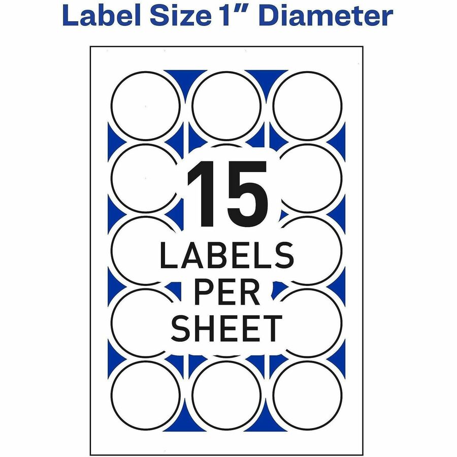 Avery® Mailing Seals Permanent 1’’ Diameter 600 Labels (5247) - Matte - Adhesive Laminated Moisture Resistant - Address