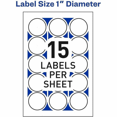 Avery® Mailing Seals Permanent 1’’ Diameter 600 Labels (5247) - Matte - Adhesive Laminated Moisture Resistant - Address