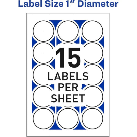 Avery® Mailing Seals Permanent 1’’ Diameter 600 Labels (5247) - Matte - Adhesive Laminated Moisture Resistant - Address